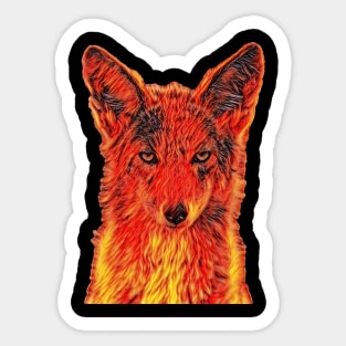 Flaming Hot Coyote Sticker